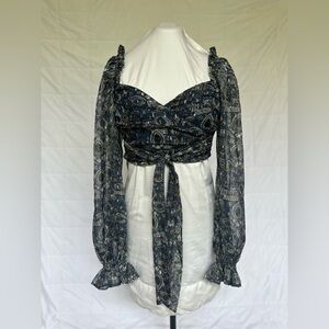 HOUSE OF HARLOW 1960 sheer puff sleeve boho blouse